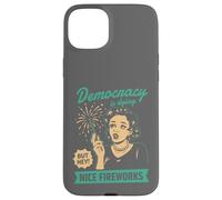 Democracy Dying Fireworks Political Satire Design Case for iPhone 15 Plus