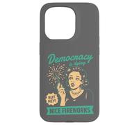 Democracy Dying Fireworks Political Satire Design Case for iPhone 15 Pro
