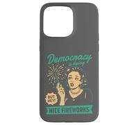 Democracy Dying Fireworks Political Satire Design Case for iPhone 15 Pro Max