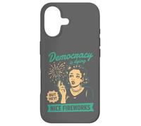 Democracy Dying Fireworks Political Satire Design Case for iPhone 17