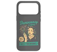 Democracy Dying Fireworks Political Satire Design Case for iPhone 17 Pro Max