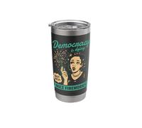 Democracy Dying Fireworks Political Satire Design Stainless Steel Insulated Tumbler