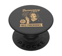 Democracy Dying Nice Fireworks Retro Satire PopSockets Adhesive PopGrip