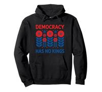 Democracy Has No Kings Patriotic Floral Art Pullover Hoodie