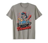 Democracy Is Dying But Here Fireworks Design T-Shirt