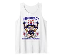 Democracy Is Dying But Hey Nice Fireworks USA Sarcasm Design Tank Top