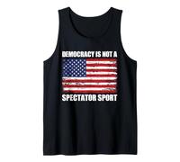 Democracy is Not A Spectator Sport Patriotic American Flag Tank Top