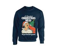 Democracy Manifest Christmas Jumper Get Your Hands Off My Present Succulent Chinese Meal Sweater Funny Ugly meme Unisex kid adult Sweatshirt(S, Navy)