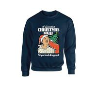 Democracy Manifest Christmas Jumper Get Your Hands Off My Present Sweater Funny Succulent Chinese Meal Meme Unisex Kids Adults Sweatshirt(L, Navy)