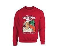 Democracy Manifest Christmas Jumper Get Your Hands Off My Present Sweater Funny Succulent Chinese Meal Meme Unisex Kids Adults Sweatshirt(XXL, Red)