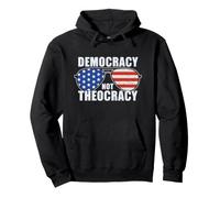 Democracy Not Theocracy - American Flag Sunglasses Pullover Hoodie