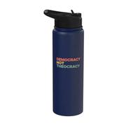Democracy Not Theocracy Freedom Separation Church Religion Stainless Steel Insulated Water Bottle