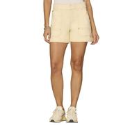 Democracy Women's High-Rise Ab Solution Rolled Cuff Shorts, Scalloped Detail Pockets, Ecru, 4