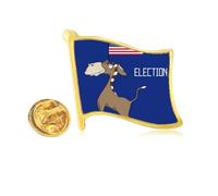 Democratic Donkey Raise Flag Election Golden Metal Flag Lapel Pin Badge