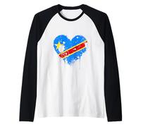 Democratic Republic of Congo Vintage Heart Congolese Roots Raglan Baseball Tee