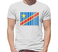 Democratic Republic of The Congo Barcode Style Flag - Mens T-Shirt - White - Large