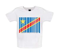 Democratic Republic of The Congo Barcode Style Flag - Organic Baby/Toddler T-Shirt - White - 3-6 Months