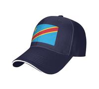 Democratic Republic of The Congo Flag Baseball Cap Sun Hat Men Women Flag Hat Snapback Trucker Adjustable Buckle Outdoor Sports Headwear with Adjustable Buckle Festivals Baseball Cap Navy Blue