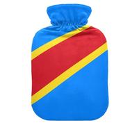 Democratic Republic of The Congo Flag Hot Bottle Water Bag with Soft Cover, 1L Hotwater Bag for Sore Muscle