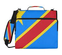 Democratic Republic of The Congo Flag Kinshasa 3 Ringing Zipper Binder with Shoulder Strap & Handle Easy to Carry Documents Files Storage Bag for Office School