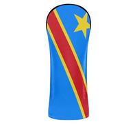 Democratic Republic of The Congo Flag Kinshasa Golf Head Cover Premium Leather Headcovers with Interchangeable No. Tags for Driver & Fairway Woods