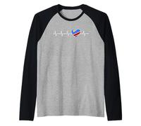Democratic Republic Of The Congo Heartbeat Design DRC Raglan Baseball Tee