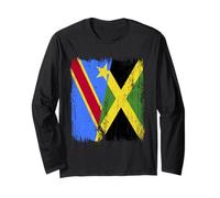 Democratic Republic of The Congo Jamaica Half Flag Long Sleeve T-Shirt