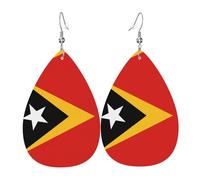 Democratic Republic of Timor-Leste Leather Earring Pairs Teardrop Faux Leather Earrings Set for Women Lightweight Leather Dangle Drop Earrings.
