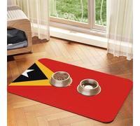 Democratic Republic of Timor-Leste Pet Water Absorbent Faux Leather Feeding Mat 30x45cm Non Slip Durable Mat for Cat and Dog Bowls