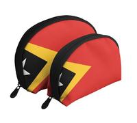 Democratic Republic of Timor-Leste Portable Bags Clutch Pouch.2-Piece Makeup Bag Set, Large & Small Travel Cosmetic Pouches
