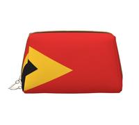 Democratic Republic of Timor-Leste Zipper Closure Leather Portable Waterproof Cosmetic Bag for Home Travel to Organize Toiletries Sundries