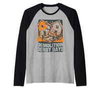 Demolition Derby Days Bold Orange House Crash Design Raglan Baseball Tee