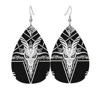 Demon Baphomet Satanic Goat Head Sigil Of Lucifer Women'S Dangle Earrings Lightweight Dangle Hoop Earrings Colorful Pierced Earring For Party Accessories Beach