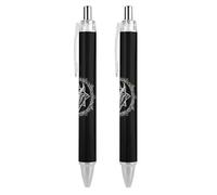Demon Baphomet Satanic Goat Pentagram Ballpoint Pen for Men Women 2 PCS | Funny Retractable Medium Point 0.5mm Pen with Soft Grip Smooth Writing