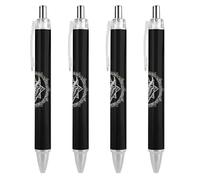 Demon Baphomet Satanic Goat Pentagram Ballpoint Pen for Office Work 4 PCS | Funny Retractable Pens Medium Point 0.5mm Soft Grip for Men Women