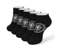 Demon Baphomet Satanic Goat Pentagram Men's Ankle Low Socks 5 Pack Non Slip Flat Boat Breathable Athletic Socks for Women