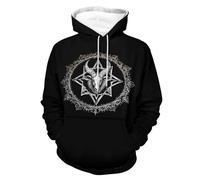 Demon Baphomet Satanic Goat Pentagram Men's Sweatshirt Lightweight Pullover Hoodie with Pocket Casual Sweatshirts for Women