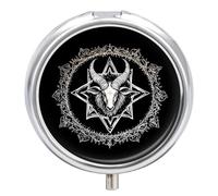 Demon Baphomet Satanic Goat Pentagram Pill Case 3 Compartment Pillbox