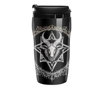 Demon Baphomet Satanic Goat Pentagram Printed Reusable Coffee Mug Insulated Travel Drinking Cup Water Bottle with Lid 250ml
