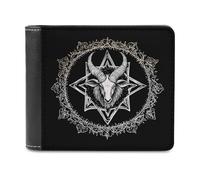 Demon Baphomet Satanic Goat Pentagram Printed Wallets Bifold Wallet Change Cash Bag with Multiple Card Slots for Men And Women