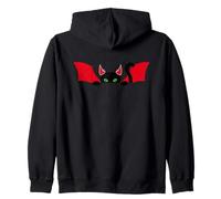 Demon cat costume (Print on the back) black cat with wings Zip Hoodie