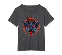 Demon Cat Shirt Evil Cat Exorcist Clothing for Men Women T-Shirt, Women's Plus, Dark Heather Grey, 1X