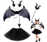 Demon Costume, Halloween Costume Accessory with Angel Wings Tutu Skirt | Magic Wand Headband Tutu Skirt Angel Fancy Dress Costume Angel Wings Demon Costume Accessories Fancy Dress Outfit for