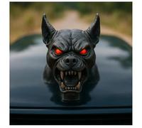 Demon Dog Car Hood Ornament, 3D Snarling Demon Dogs Head Hood Ornament Sculpture,Deep Matte-Black Finish Dogs Car Halloween Decora, For Cars Lover & All Cars Hoods