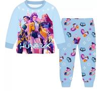 Demon Girl Sleepwear Set - 100% Cotton Sleepwear, Sleepwear Set, Sleep Dress, Fashionable and Cute Children's Sleepwear (Big Girls, Blue, 8-9 Years)