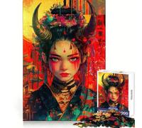 Demon Girl with Horns Japanese Art Jigsaw Puzzle 1000 Piece Calm Game Serene Game Joyful Challenge (38x26cm)