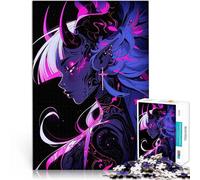 Demon Girl with Pink and Blue HairPuzzles for Adults 1000 Piece Difficult and Challenge gifts for friends and family 38x26cm