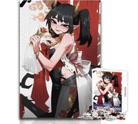 Demon Girl with Rose Illustration Adults 1000 Pieces Puzzle Strategic Thinking Learning Game Ideal Meaningful Gift for Any Event Size 50x75cm