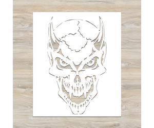 Demon Head Stencil | Street Art Graffiti Heaven Horror HalloweenDevil Stencils for Painting on Wood, Glass, Wall, Rock, Fabric, Walls, Canvas, Glassware | Devil Head Stencil Template (5"x 8")