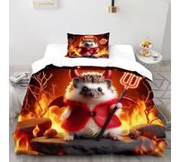 Demon Hedgehog Bedding Set for Comforter Polyester Animal Duvet Cover 2 Pieces for Children Teens And Adults -1 Pillow Shams, Single（135x200cm）